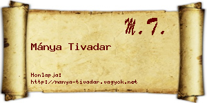 Mánya Tivadar névjegykártya